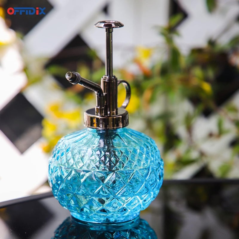 OFFIDIX Glass Plant Mister, 300ML Vintage Spray Bottle Plant Spritzer with Top Pump Fine Mist,Small Decorative Watering Can for Indoor Outdoor Succulent and Other Live Plants (Light Blue) - Image 5